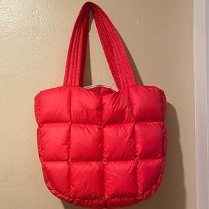 Marine Layer Red Puffer Shoulder Bag